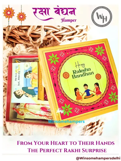 A heartfelt Rakhi surprise, beautifully packaged in a festive box. This hamper is designed to be a warm gesture from your heart to their hands, containing all the essentials for a sweet and memorable Raksha Bandhan.