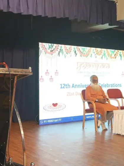 The opening moments of our 12th-anniversary celebration, with our esteemed chief guests, Dr. Latha Satish and Swami Advaitananda. Marking these milestones together strengthens our community bonds.