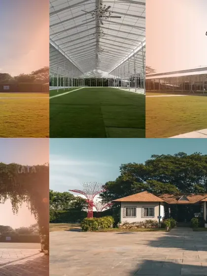 A collage showcasing the versatility of our outdoor venues. From vast, open lawns to elegant tented spaces and charming cottages, we offer a range of options to suit any event style.