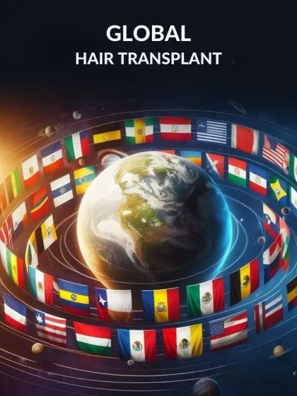 Our practice is truly global, with patients from dozens of countries trusting us for their hair restoration. This image symbolizes our international reach and commitment to providing world class results to everyone. (Also covers ID 7)