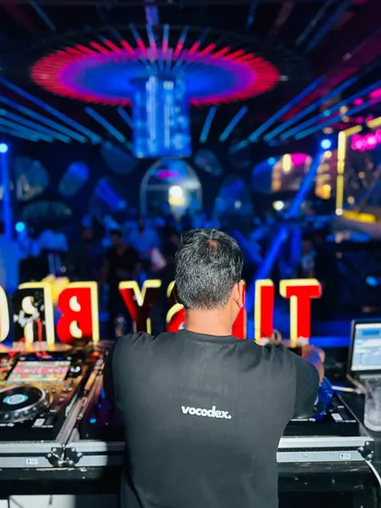 Another angle from my residency, showing the full scale of the club's lighting rig. A great DJ set is enhanced by a great visual show, and this club delivers.
