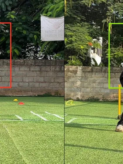 This before and after highlights the improved upper body finish line. A strong, upright release allows for a more controlled and powerful follow-through.