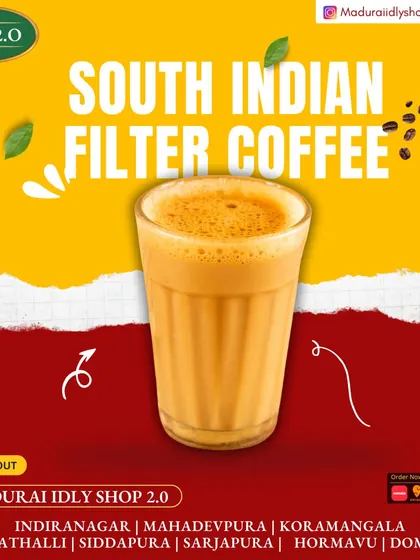 Brewed to perfection, our filter coffee is a sip of tradition in every cup. It's the authentic way to complete your South Indian meal.