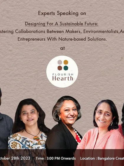 Poonam participating in a panel discussion on "Designing For A Sustainable Future." She was a key voice in fostering collaborations between makers, environmentalists, and entrepreneurs.