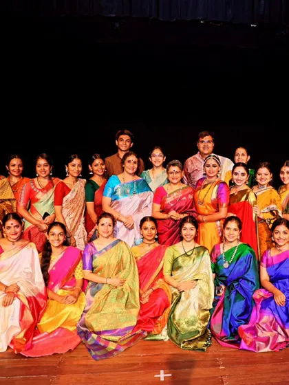 A group photo with my students, the Ambalam family, after Bhanu Priya's beautiful Margam performance. They are always a wonderful team, supporting each other on and off stage.