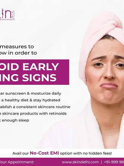 Follow these five measures to avoid early signs of aging. Daily sunscreen, a healthy diet, a consistent skincare routine with retinoids, and getting enough sleep are all crucial for maintaining youthful skin.