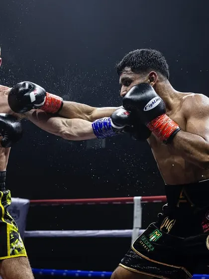 A clean shot landed, a testament to the fighter's timing and precision.