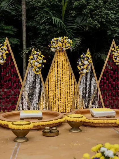 The grand entrance with colorful smoke bombs makes for an epic start to the Haldi festivities. We love capturing the energy and excitement of the wedding party.