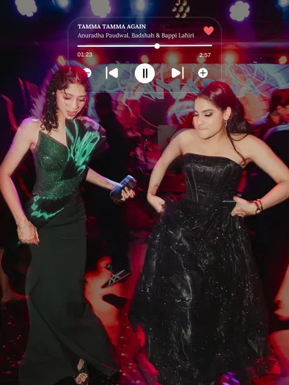 Every wedding has that one song that makes the dance floor come alive. This photo captures that exact moment of collective joy.