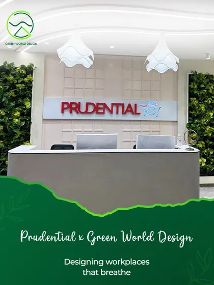 Our collaboration with Prudential focused on designing a workplace that breathes. The reception area features twin vertical gardens, making an immediate statement about the company's commitment to a healthy, modern work environment.