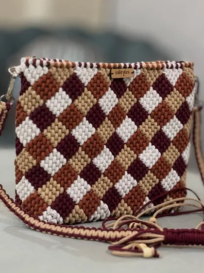 Another custom checkered bag, this time with an adjustable strap and multiple partitions inside. I can tailor any bag to your needs!