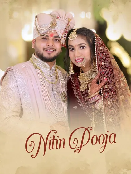 A beautiful portrait of a couple on their wedding day, personalized with their names.