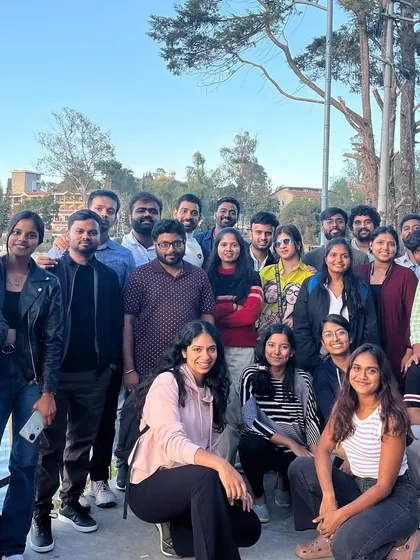 A full group photo from one of our weekend batches, ready to explore the town.