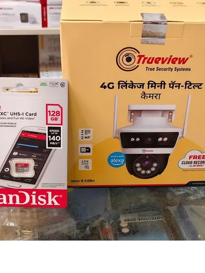 Here is a Trueview 4G mini pan-tilt camera, ready for installation with a 128GB SanDisk card for plenty of video storage.