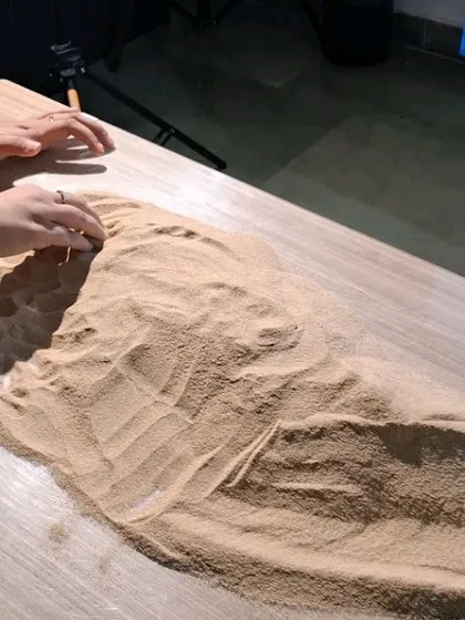 Spreading and shaping the sand for the Mars "Blush Hour" sunrise shot.