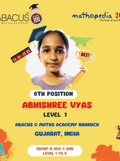 Abhishree Vyas from Bharuch, Gujarat, securing 6th Position.