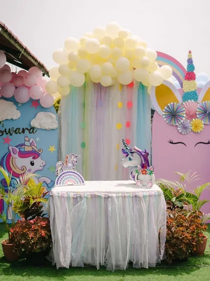 A closer look at the unicorn-themed decor. I work with you to bring your vision to life, ensuring every detail contributes to a memorable and picture-perfect birthday party.