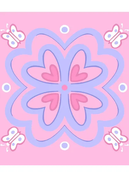 Part of my 'Mystique Minis' collection, this piece combines gentle hearts and butterflies. I design these simple pastel mandalas as small visual meditations to bring a moment of softness and calm to your day.