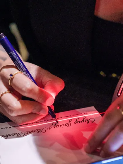 A detailed shot of my hand at work during the Suntory event. In these moments, everything else fades away, and my focus is absolute.