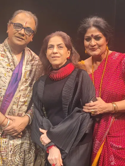 With Guru Ratikant Mohapatra and a friend. Curating is also about building bridges between artists and traditions.
