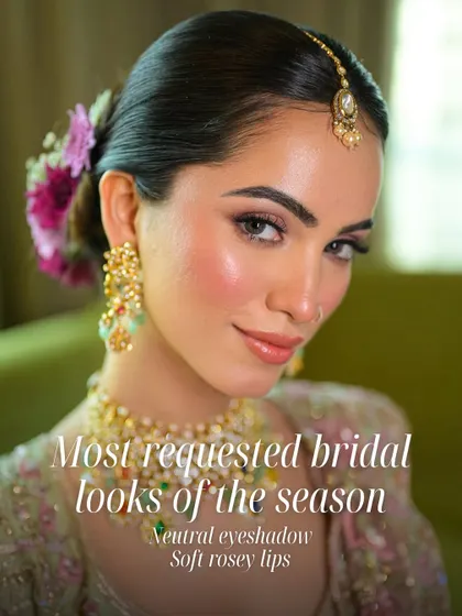 This is one of the most requested bridal looks of the season. It’s all about that perfect balance: a neutral eyeshadow that defines the eyes, paired with soft, rosy lips for a fresh and romantic feel.