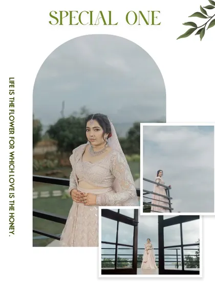 A collage of the bride against a vast, open sky, creating a sense of freedom and romance.