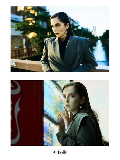 A diptych from the Artells Magazine Tokyo shoot, showing two different moments from our hunt for the perfect light.