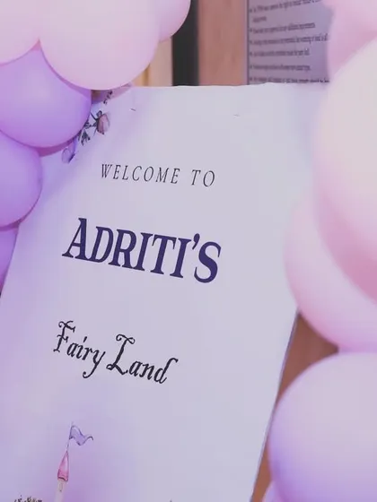 A close-up of the 'Adriti's Fairy Land' welcome sign.