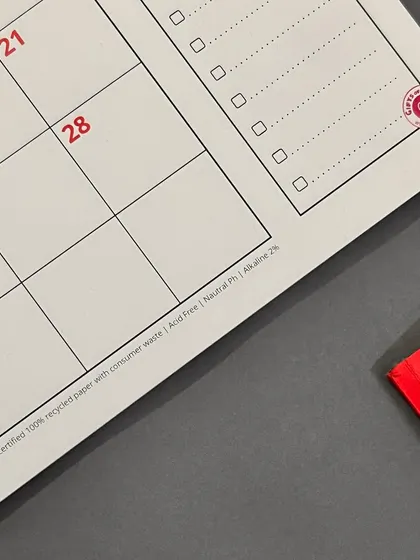 We're proud that our 2024 planners are environmentally friendly. The paper is FSC certified and made from 100% recycled consumer waste, so you can feel good about your plans.