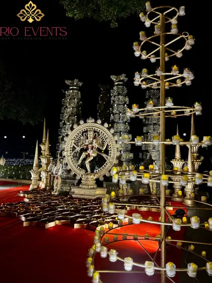 Another angle of the divine Nataraja setup, this time with a traditional lamp stand, showcasing the blend of cultural and decorative elements.