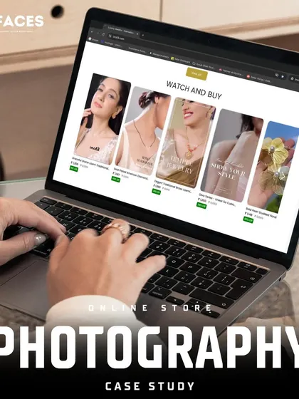 A "Watch and Buy" shoppable video interface is displayed on the laptop, highlighting our expertise in creating interactive video content.