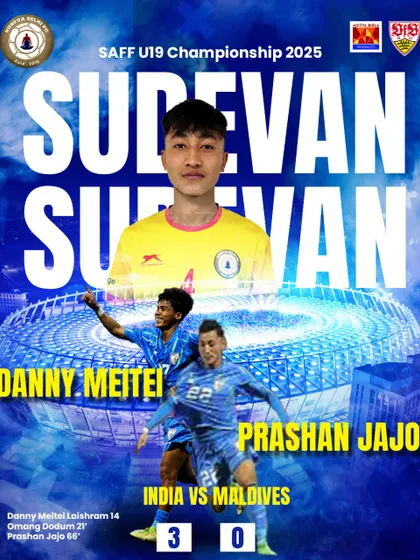 Two of our Sudevans, Danny Meitei and Prashan Jajo, scoring for India in a 3-0 victory against Maldives in the SAFF U19 Championship. This is the result of our training.