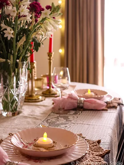 Another view of the festive table, where my handmade touches help create a magical atmosphere.