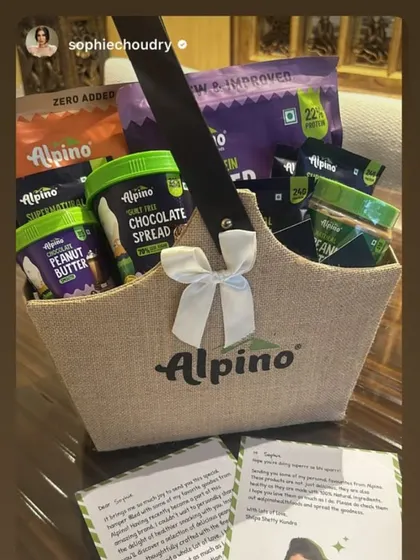 The beautiful Alpino hamper shared on social media by actress and singer Sophie Choudry, extending the reach of the PR campaign.