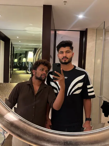 With Arshad Khan of the Lucknow Super Giants. We went for a modern style that's both cool and manageable.