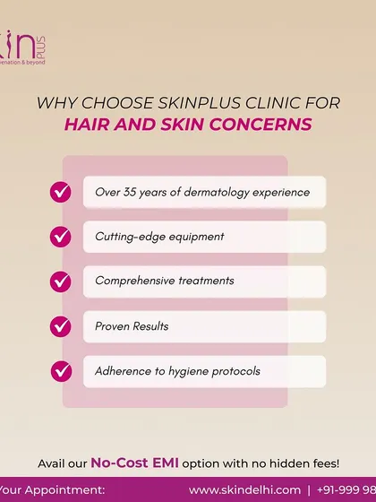Why choose our clinic? With over 35 years of dermatology experience, cutting-edge equipment, and a commitment to proven results and hygiene, we are a trusted choice for your hair and skin concerns.