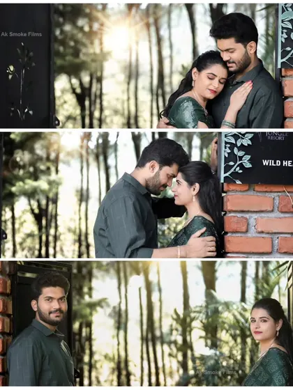A collage of moments from the same shoot, showing a variety of poses and expressions from candid to posed.