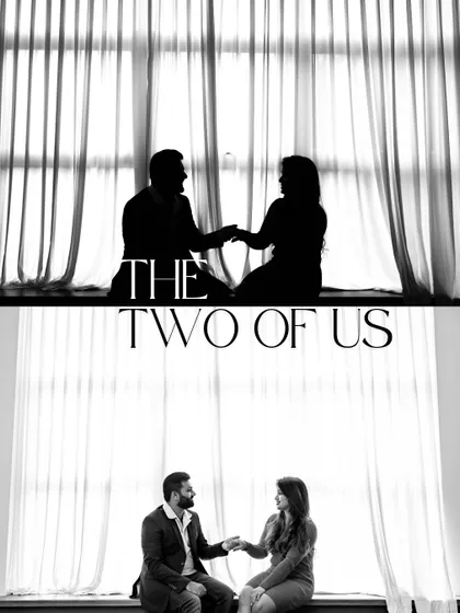 A beautiful silhouette shot of a couple by a window, presented in both dark and light versions. This shows how I use natural light to create artistic and dramatic pre-wedding photos.