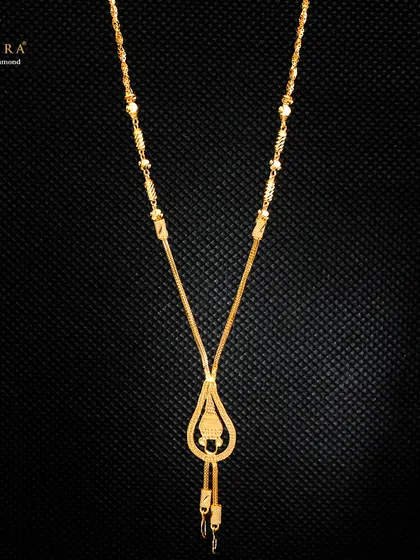 A delicate Y-shaped gold necklace with a teardrop pendant. The fine chain and minimalist design make it a perfect piece for everyday elegance, showcasing our lightweight jewellery range.