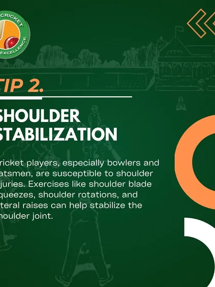 An infographic on shoulder stabilization exercises. We provide tips to prevent common injuries for both batsmen and bowlers.