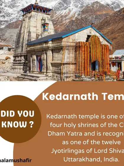**Did You Know? Kedarnath Temple.** An informative graphic stating that Kedarnath is one of the twelve Jyotirlingas of Lord Shiva and a part of the Char Dham Yatra.
