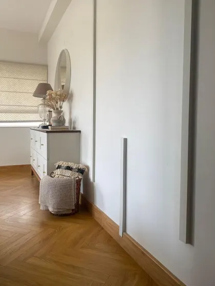 When your walls are as quiet as your group chat. Simple, elegant wall moulding that adds a touch of class without overwhelming the space.