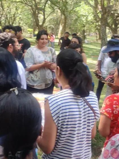 A lively discussion among artists during the 50th edition of Cubbon Paints. We share tips, appreciate each other's work, and have a great time.