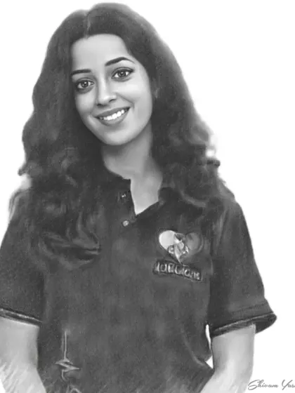 This sketch features a client with beautiful curly hair. I spent time ensuring the texture and volume of her hair were captured realistically.