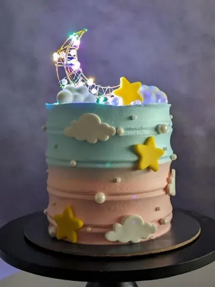 The surprise. This cake lights up to create a magical, starry night effect for the celebration.