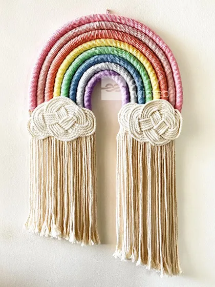 A beautiful pastel rainbow, perfect for a soft and sweet nursery decor theme. The colors are gentle and soothing, creating a peaceful vibe.