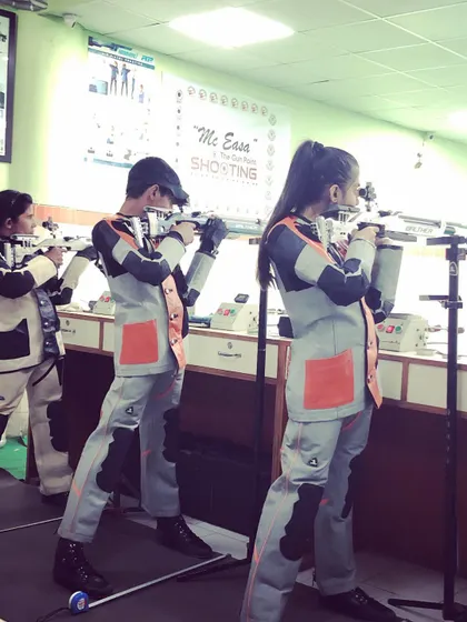 A trio of my young rifle shooters practicing in formation. Discipline and teamwork are taught from day one.