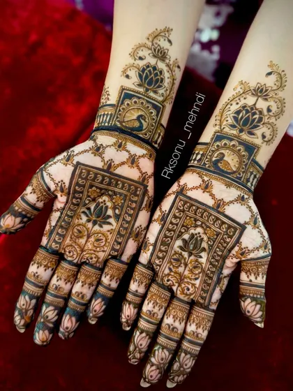 This gallery showcases a variety of my traditional designs. You'll find classic elements like peacocks, elephants, lotuses, and intricate jaali (net) patterns, all expertly crafted to create timeless beauty.