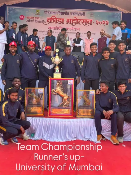 The University of Mumbai team, including several of my athletes, celebrating their Runner's Up Team Championship trophy. A fantastic collective achievement.