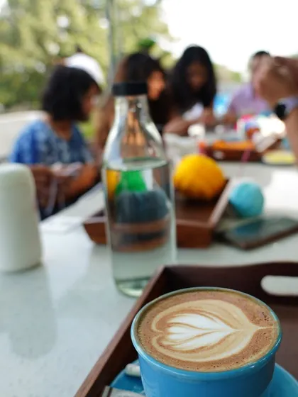 Coffee and crochet, the perfect blend. This picture captures the relaxed and cozy vibe of my workshops.